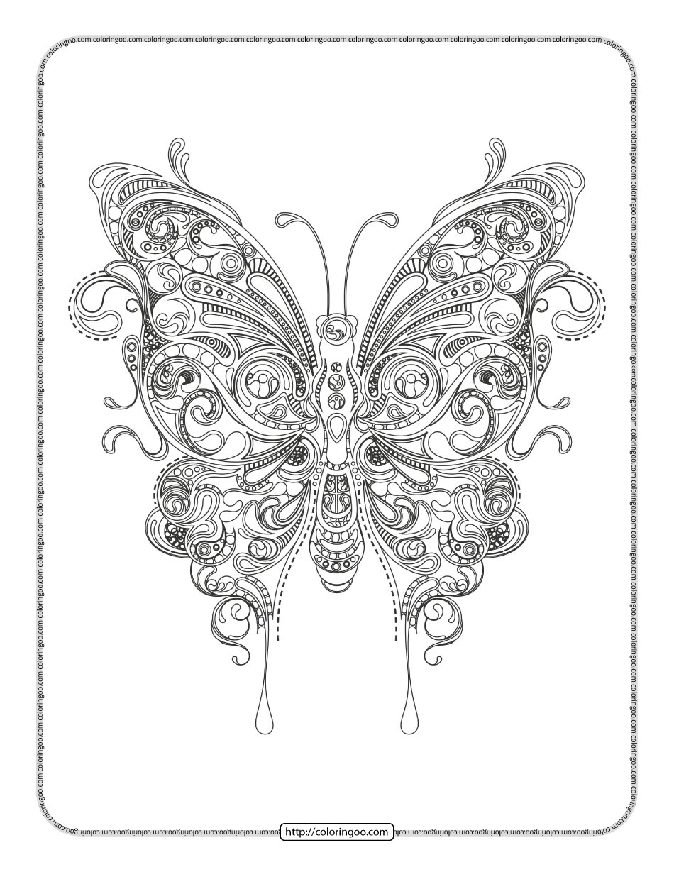 Free printable butterfly adult coloring pages
