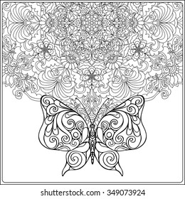 Butterfly floral mandala coloring book adult stock vector royalty free