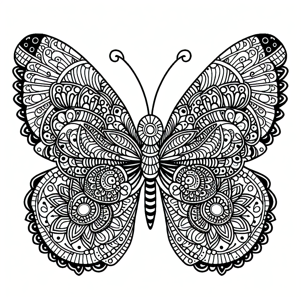Mandala butterfly coloring pages