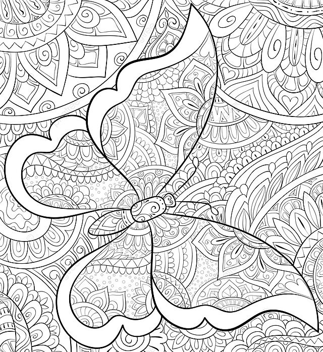 Cute butterfly coloring page for adults with background imagery vector butterfly drawing ring drawing color drawing png and vector with transparent background for free download