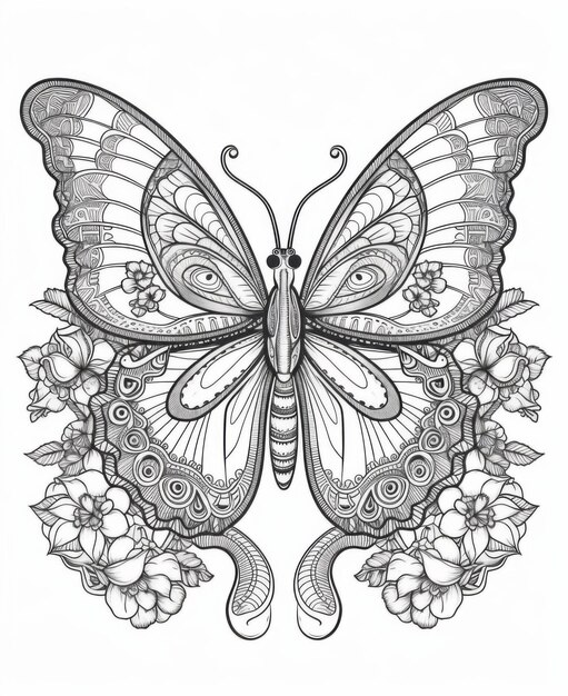 Page adult coloring book butterfly images