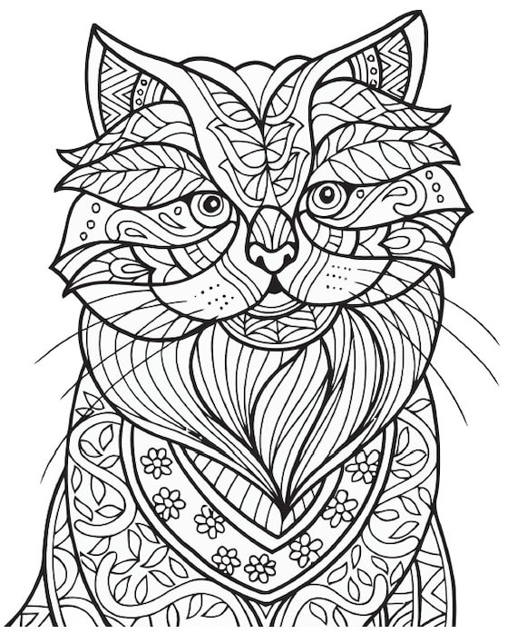Feline mandala coloring page