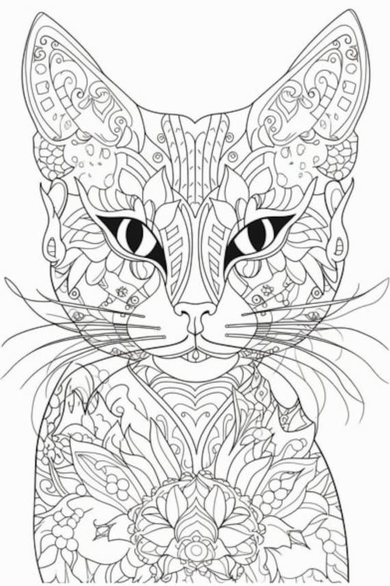 Cat mandala colouring pages amazing patterns adult colouring book by peaceful patterns uk digital colouring printable pages