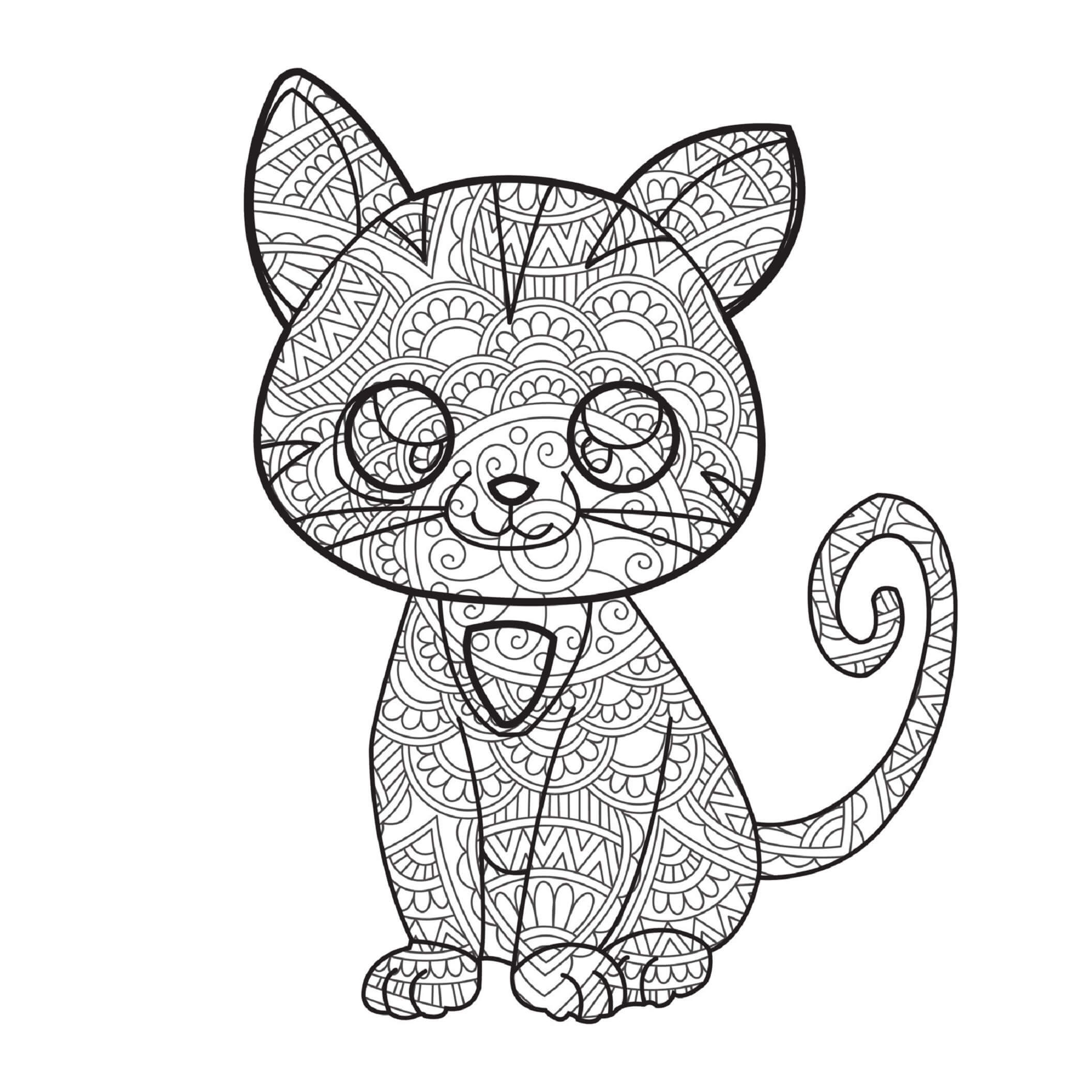 Cat mandala coloring pages