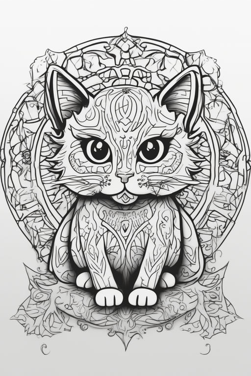 Caterpillar coloring black and white in mandala