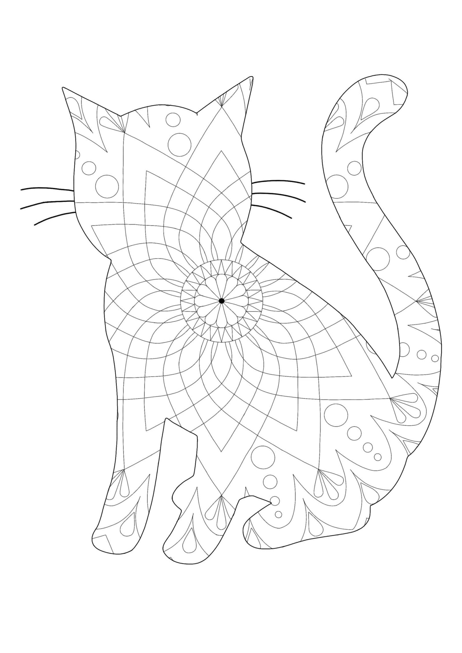 Cat silhouette mandala coloring pages