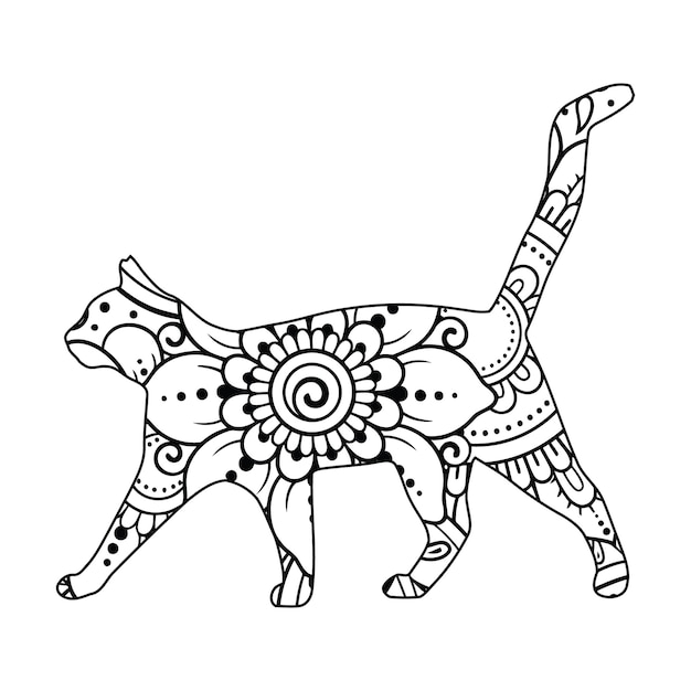 Premium vector mandala cat coloring page for kids