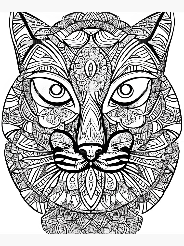 Cat mandala coloring book page for meditation relax mindfulness sticker for sale by ulfrgutheitrir