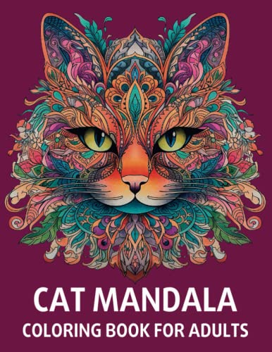 Mandala cat coloring book for adults