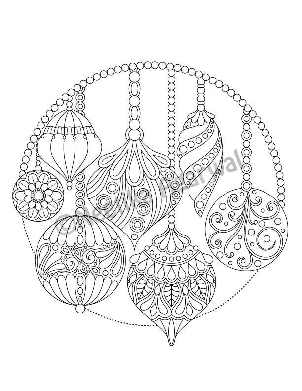 Christmas hanging ornaments adult coloring page christmas coloring page printable coloring page digital download