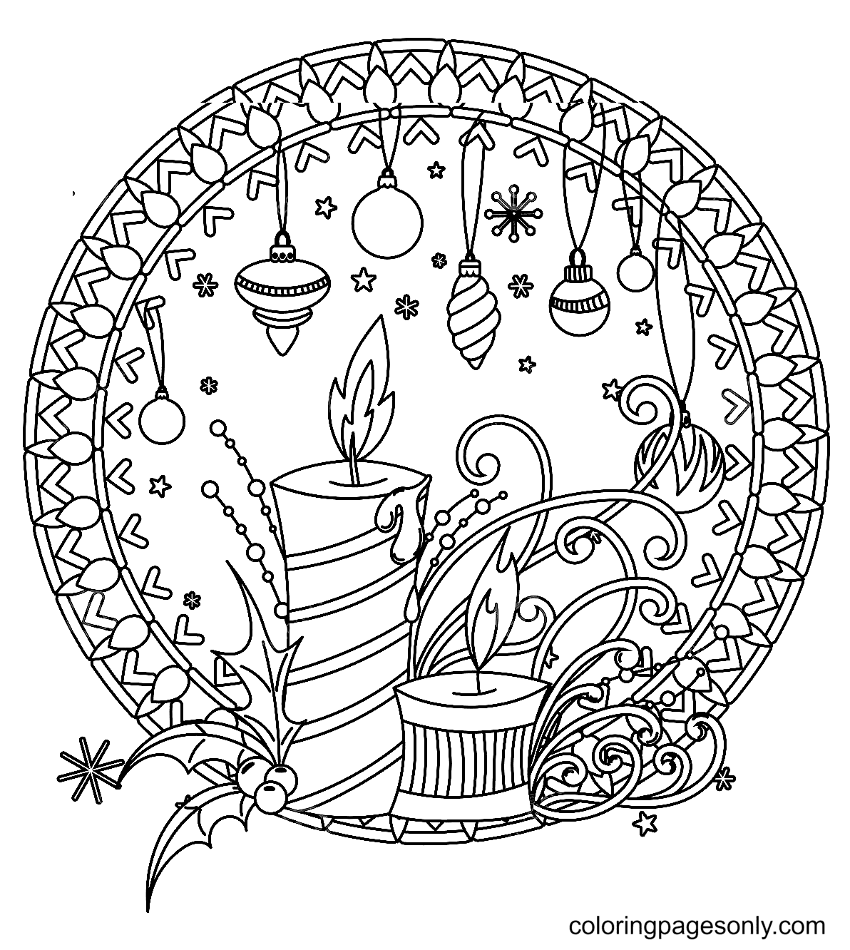 Christmas mandala coloring pages printable for free download