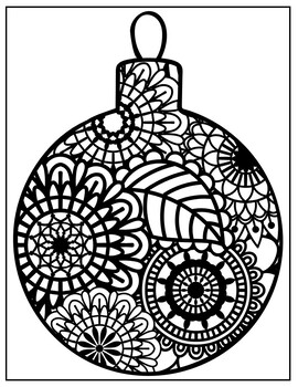 Winter ornament zentangle mandala coloring page ball coloring sheet