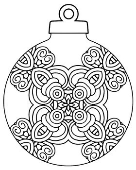 Christmas holiday ornament zentangle mandala coloring book pages