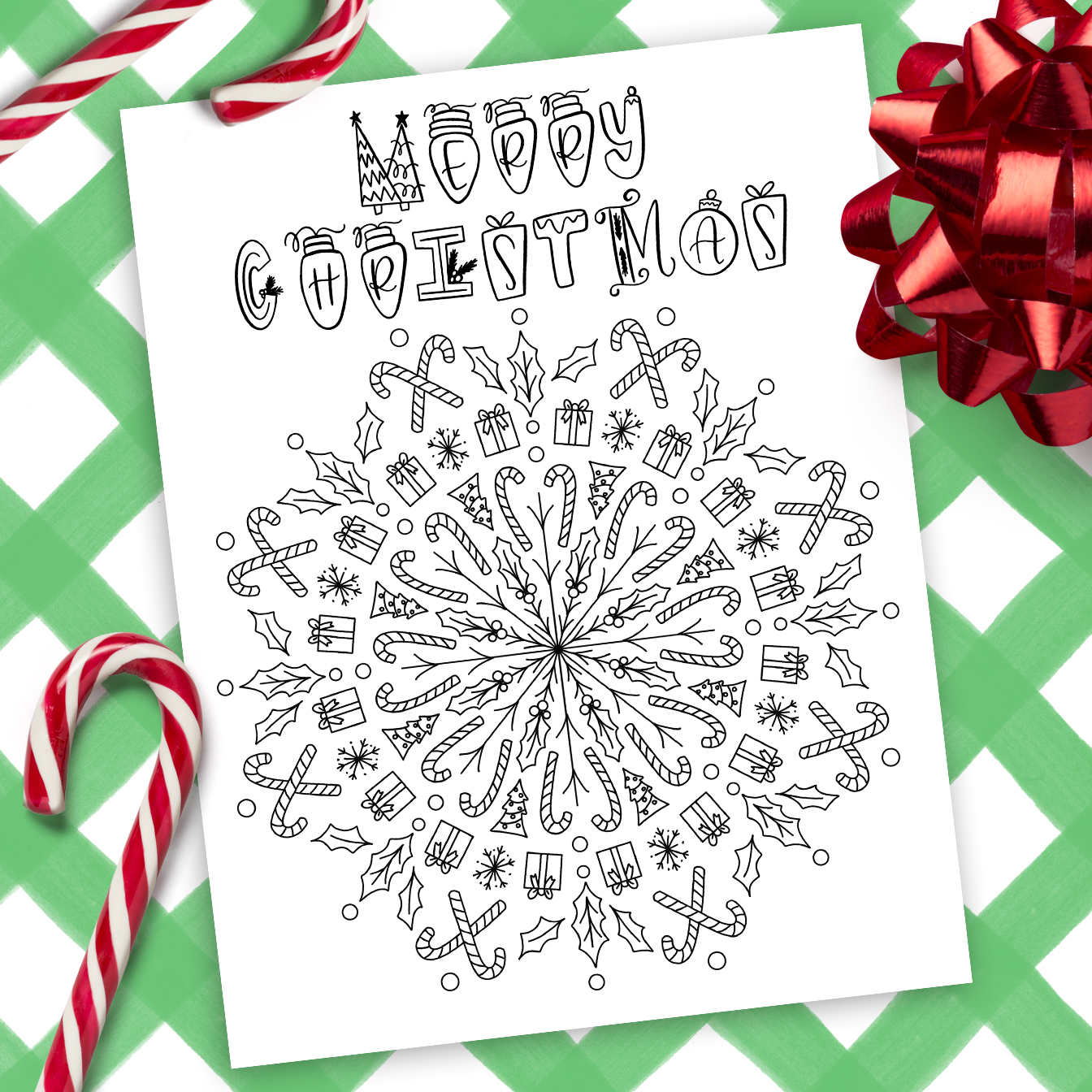Printable christmas mandala coloring page