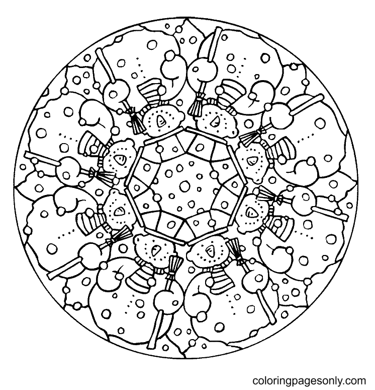 Christmas mandala coloring pages printable for free download