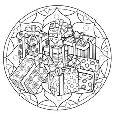 Coloring christmas mandalas wreaths