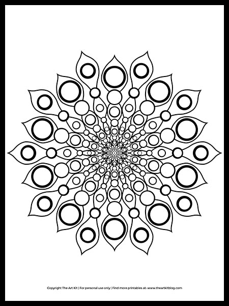 Free circular mandala coloring page printable â the art kit