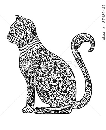 Cat mandala coloring pages for adults