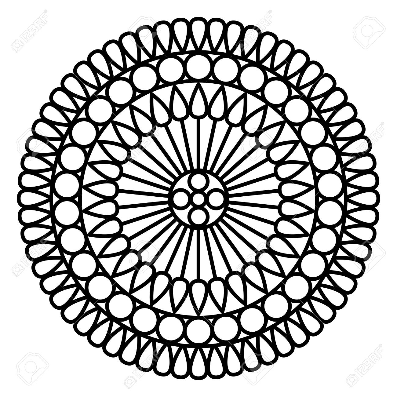 Simple mandala print easy coloring page illustration for kids and adult beginners royalty free svg cliparts vectors and stock illustration image