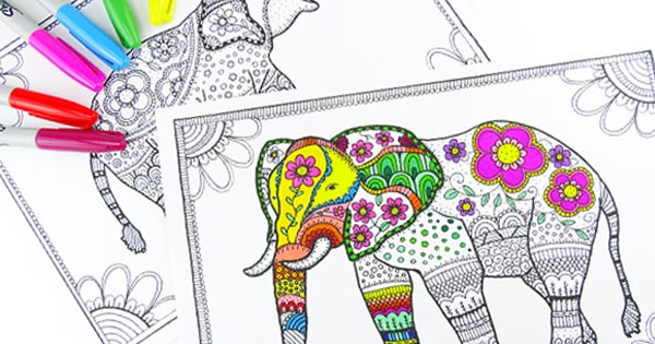 Free elephant coloring pages for adults