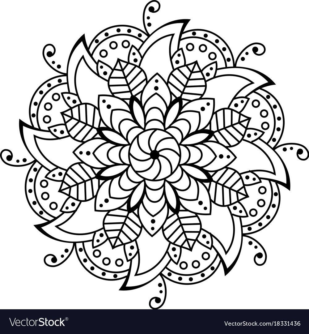 Flower mandala decorative elements coloring book vector image
