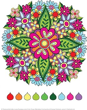 Flower mandalas coloring book design originals beginner