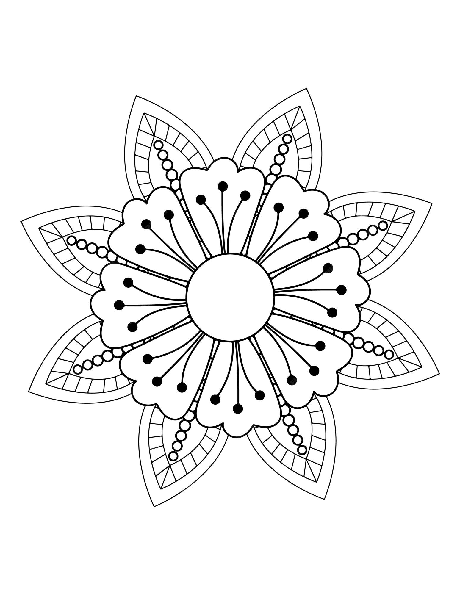 Premium vector flower coloring book floral coloring book for adults mandala coloring pages henna tattoo