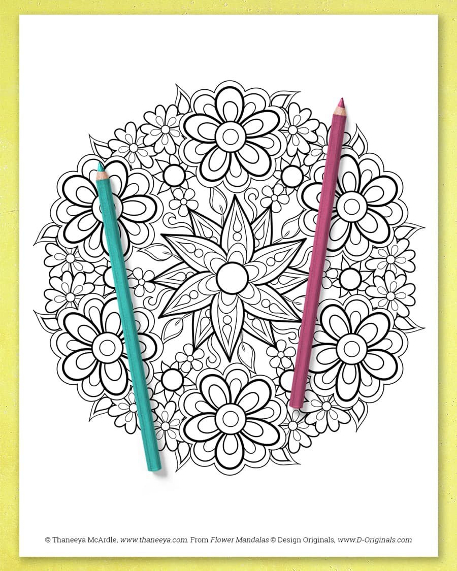 Flower mandalas coloring book by mcardle â