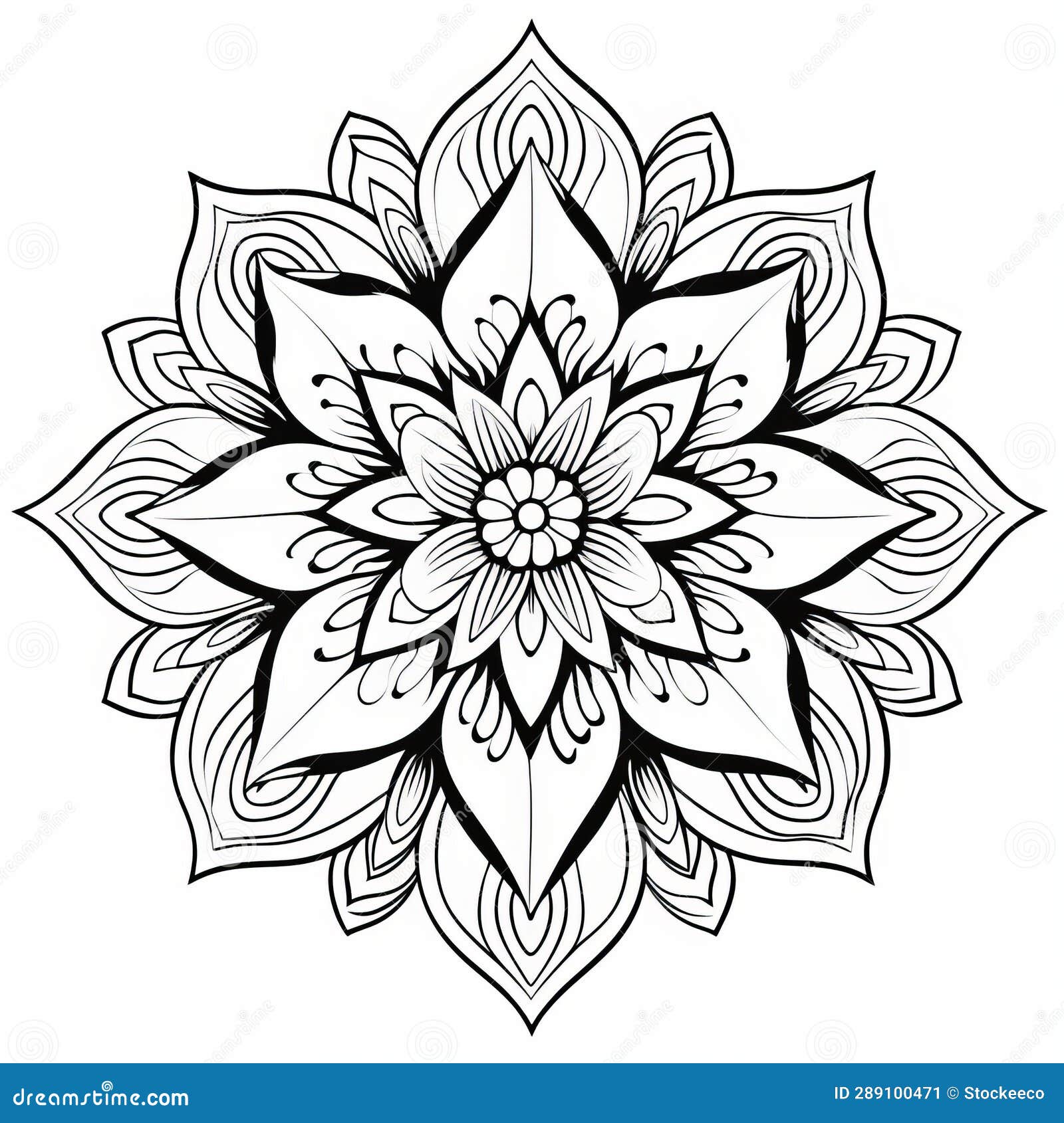 Mandala flower coloring pages intricate designs for relaxation stock illustration