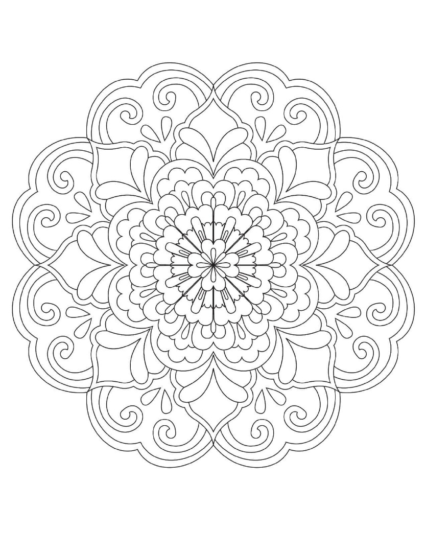 Free flower mandala adult coloring page