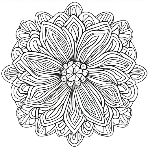 A flower based mandala for a page for a coloring book