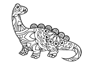 Premium vector dinosaur mandala coloring pages for kids and adult premium vector