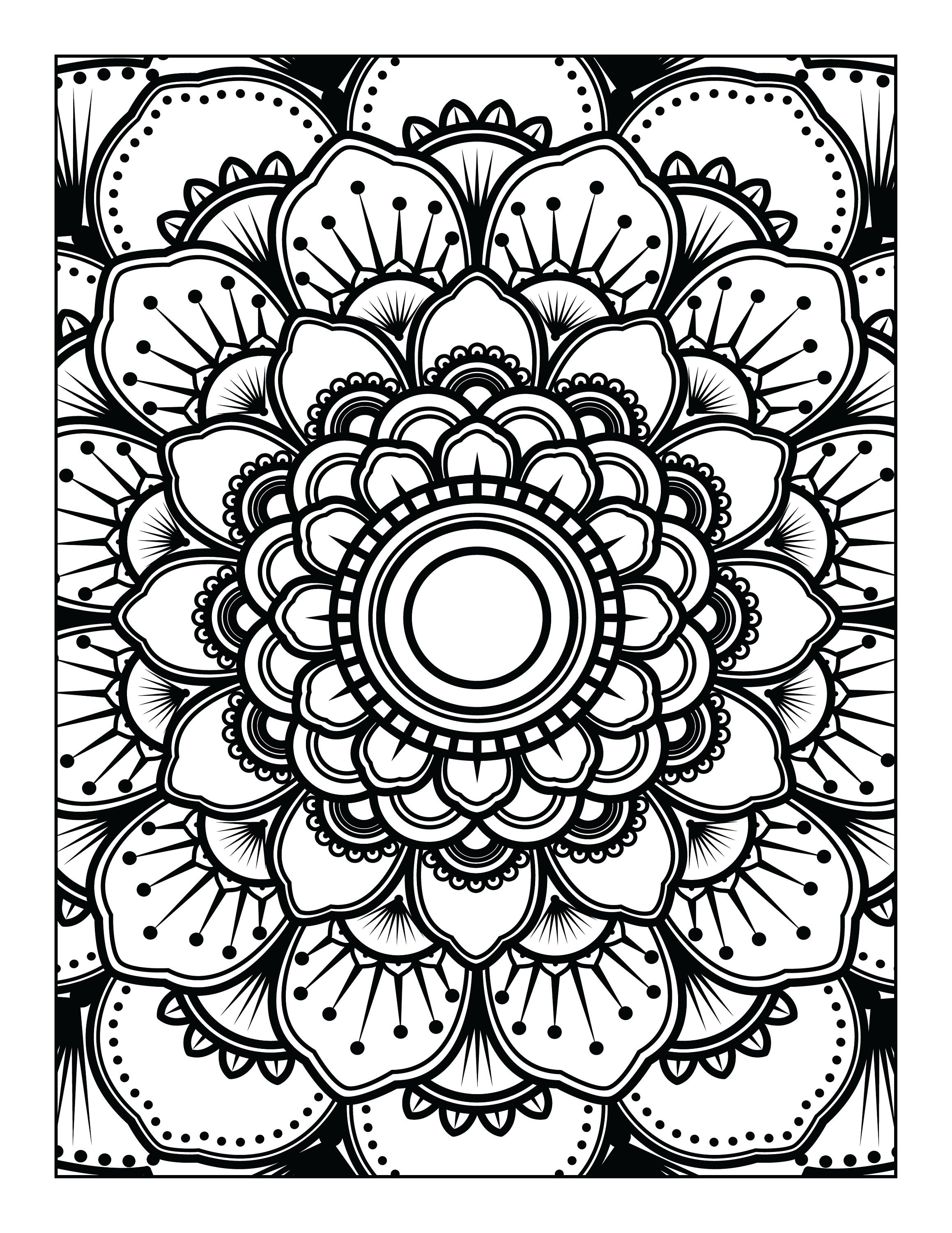 Printable mandala adult coloring pages floral easy coloring book mandalas