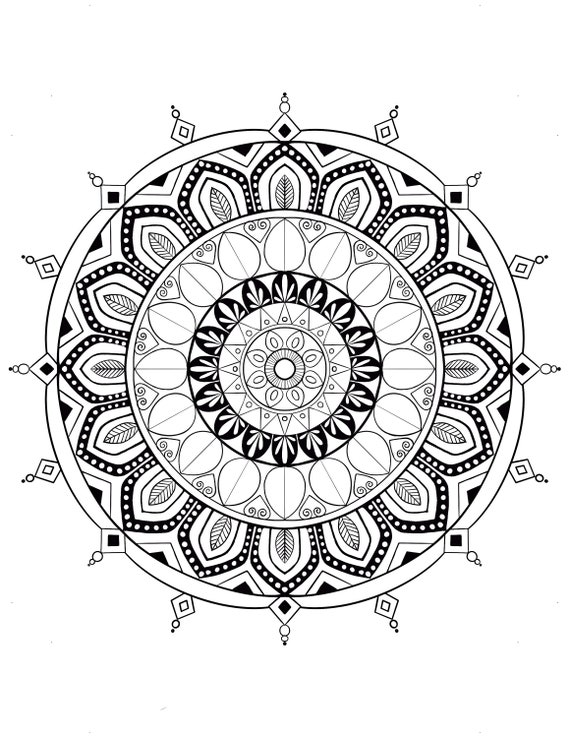 Mandala printable coloring sheet coloring pages kids coloring pages kids summer activity pattern art adult coloring pages folk art