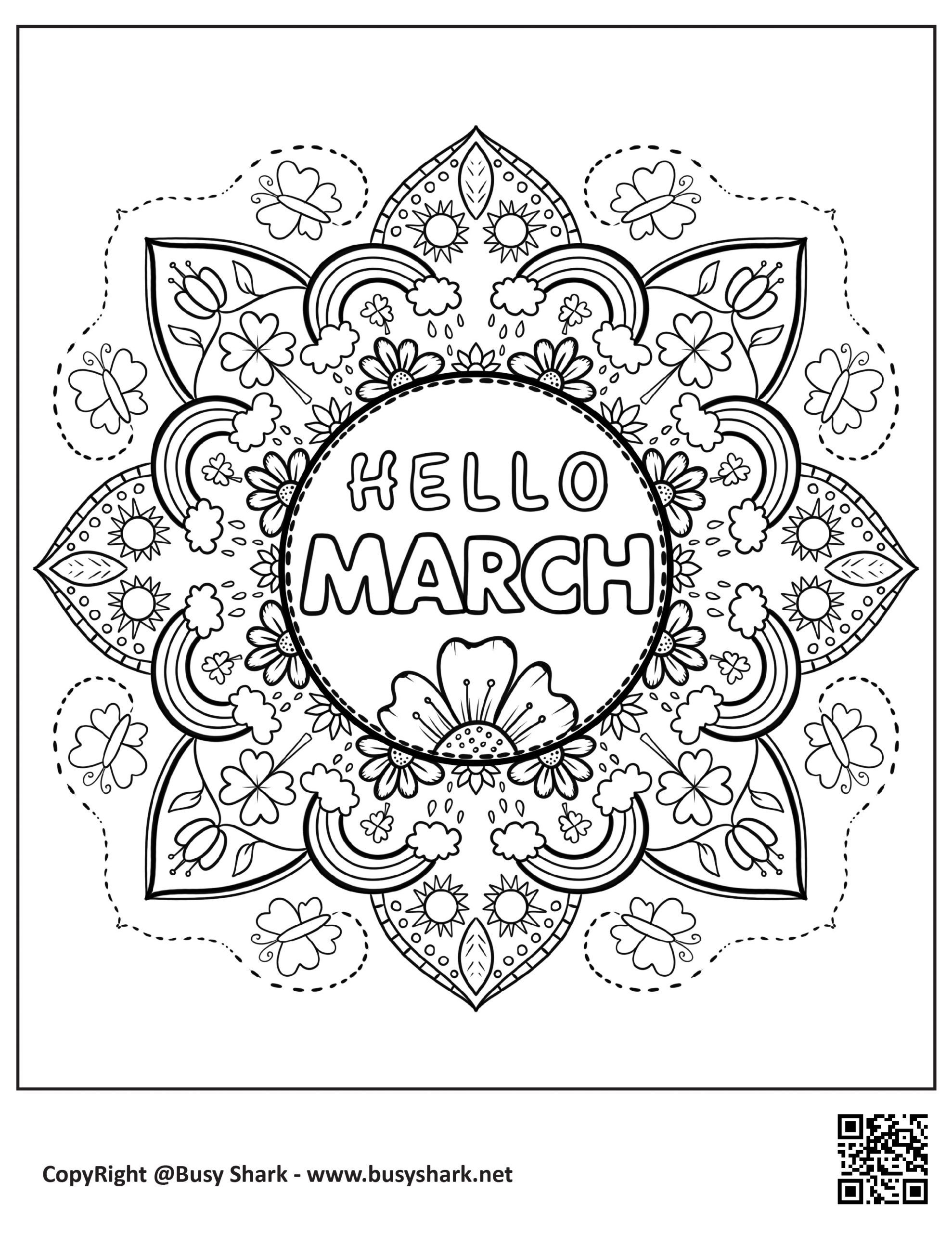 March mandala coloring page free printable