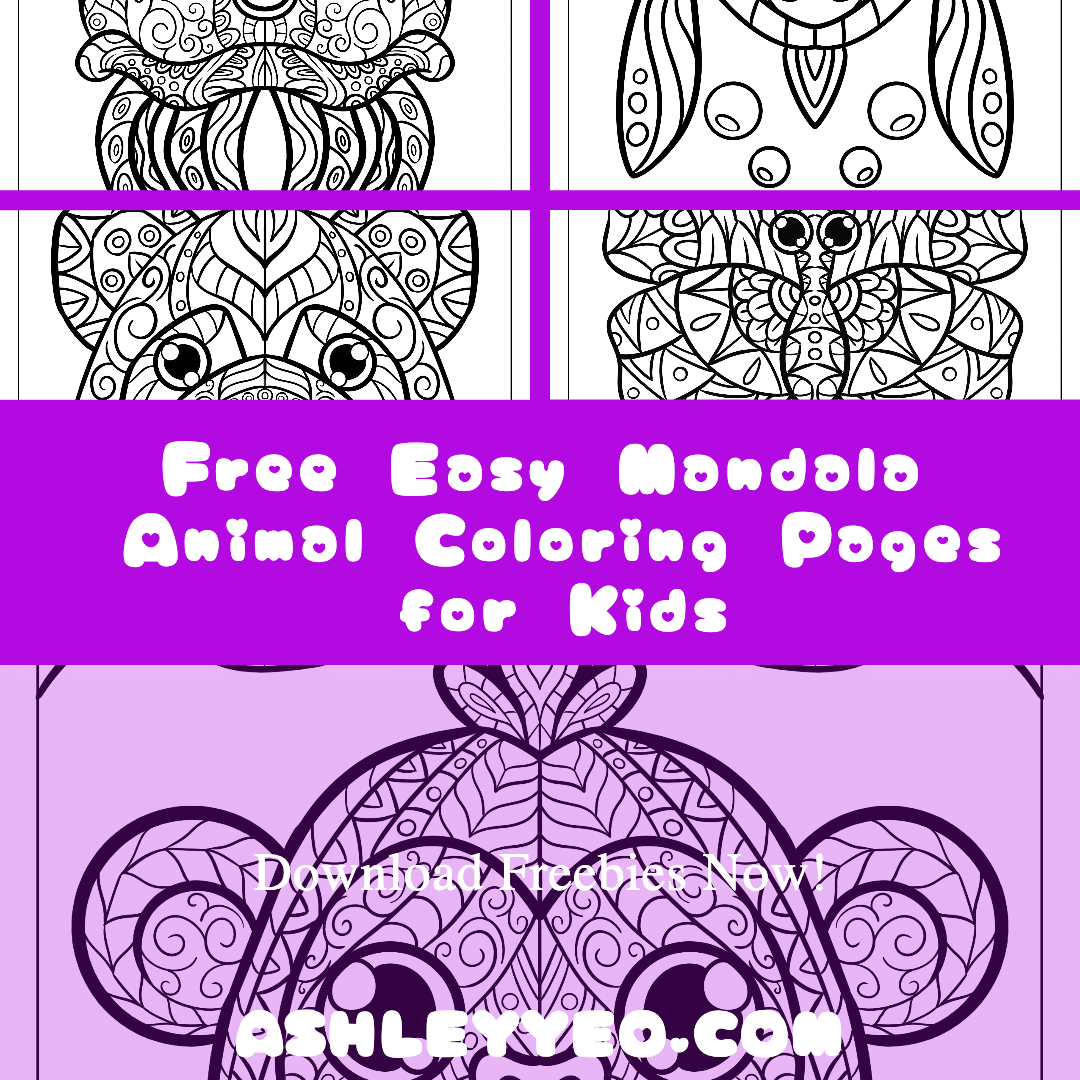 Free easy mandala animal coloring pages for kids