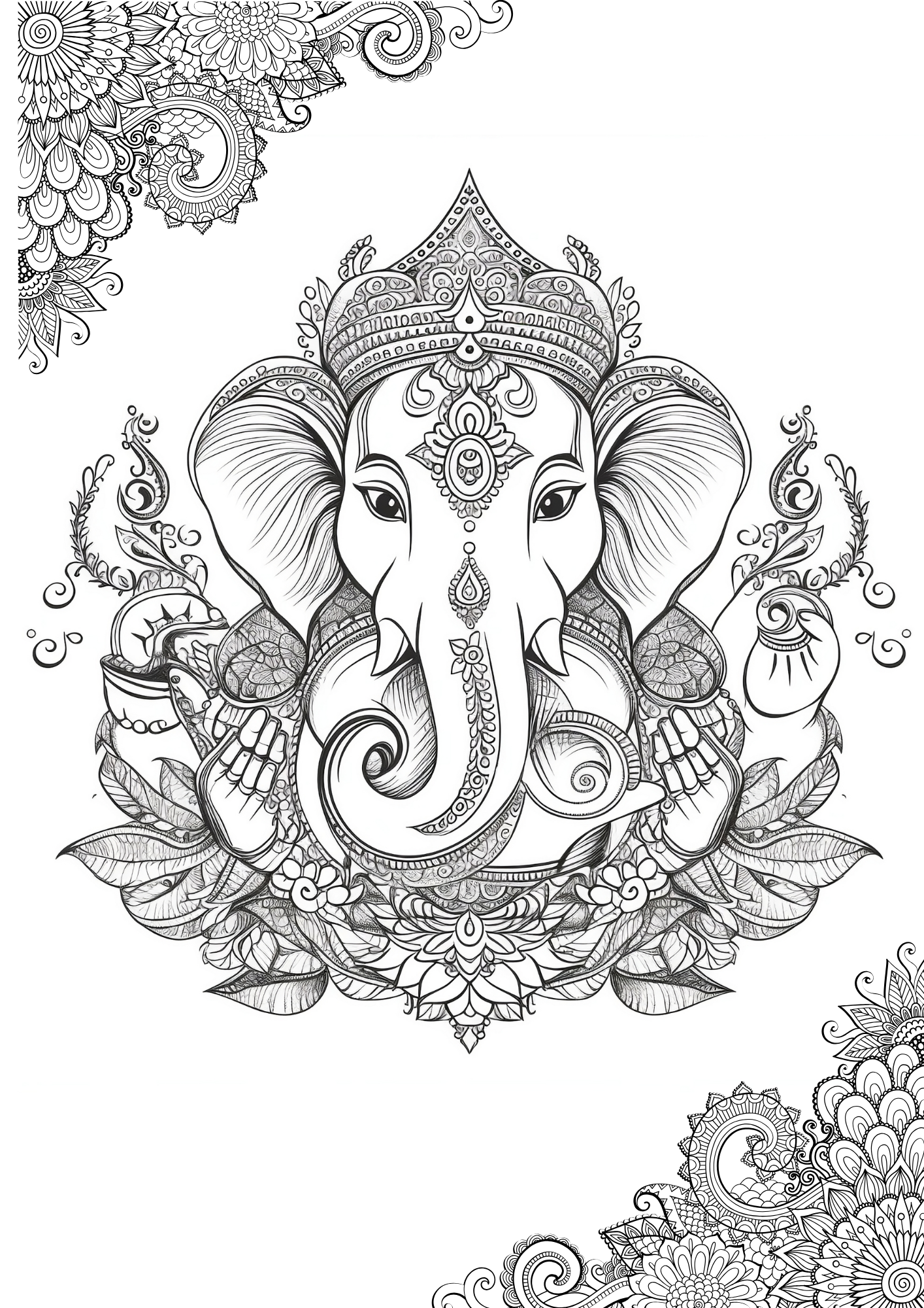 Divine ganesha coloring book â pages digital download â wisetales