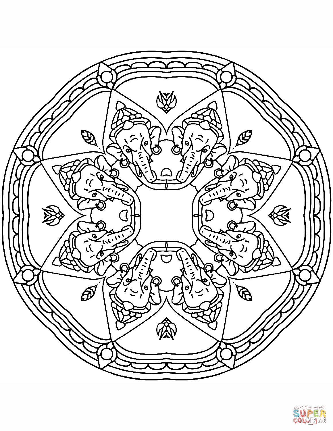 Shri ganesha mandala coloring page free printable coloring pages