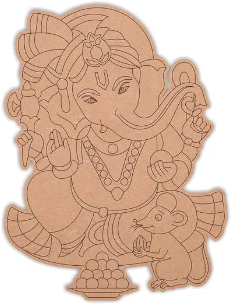 Prtfry home decor premarked mdf mm base ganesha cutout mandala rangoli art cutout for crafts work home room decor laser cut artistic diy work art and craft ches home