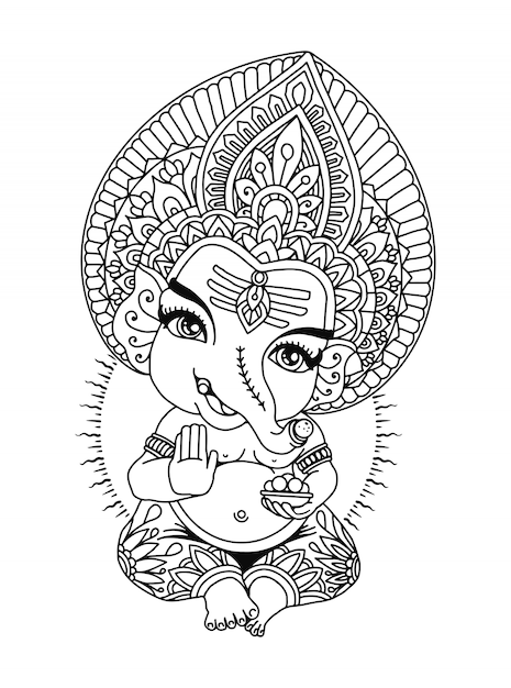 Premium vector mandala ganesha coloring book