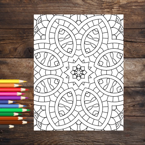 Mandela geometric coloring page stress relief adult coloring book page