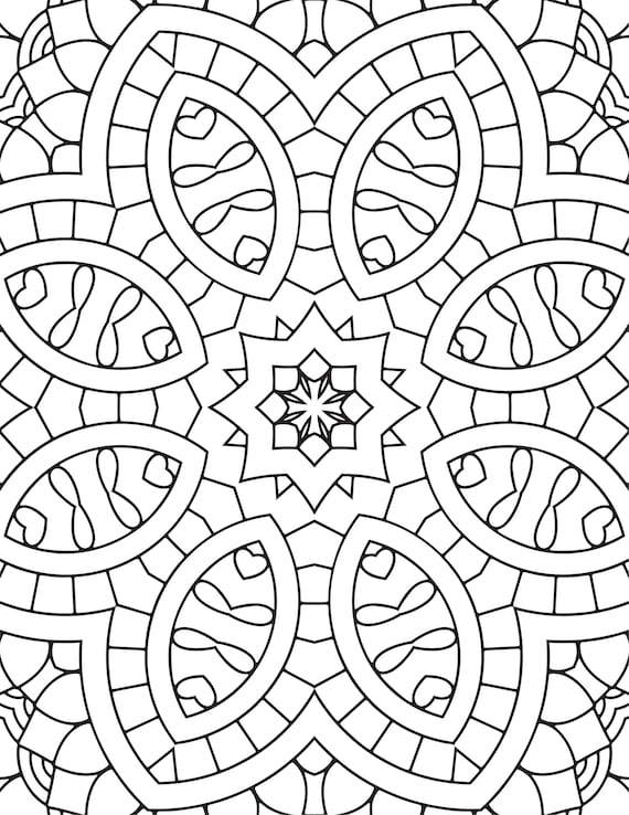 Mandela geometric coloring page stress relief adult coloring book page