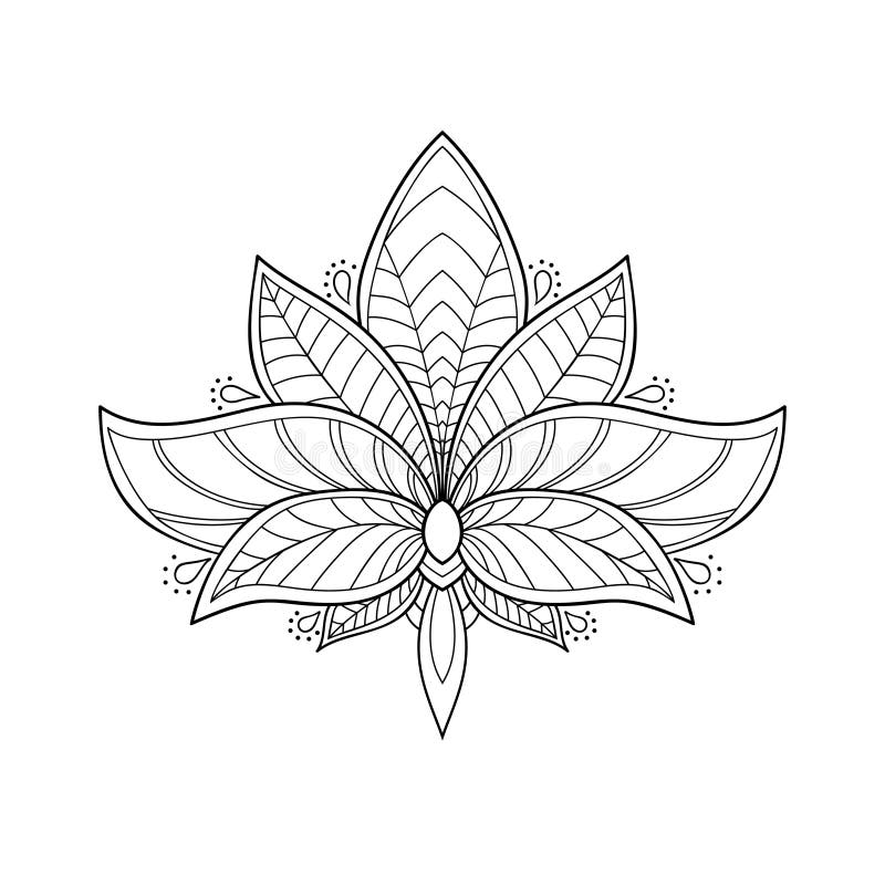 Decorative lotus flower with simple pattern isolated mandala coloring book pages stock vector