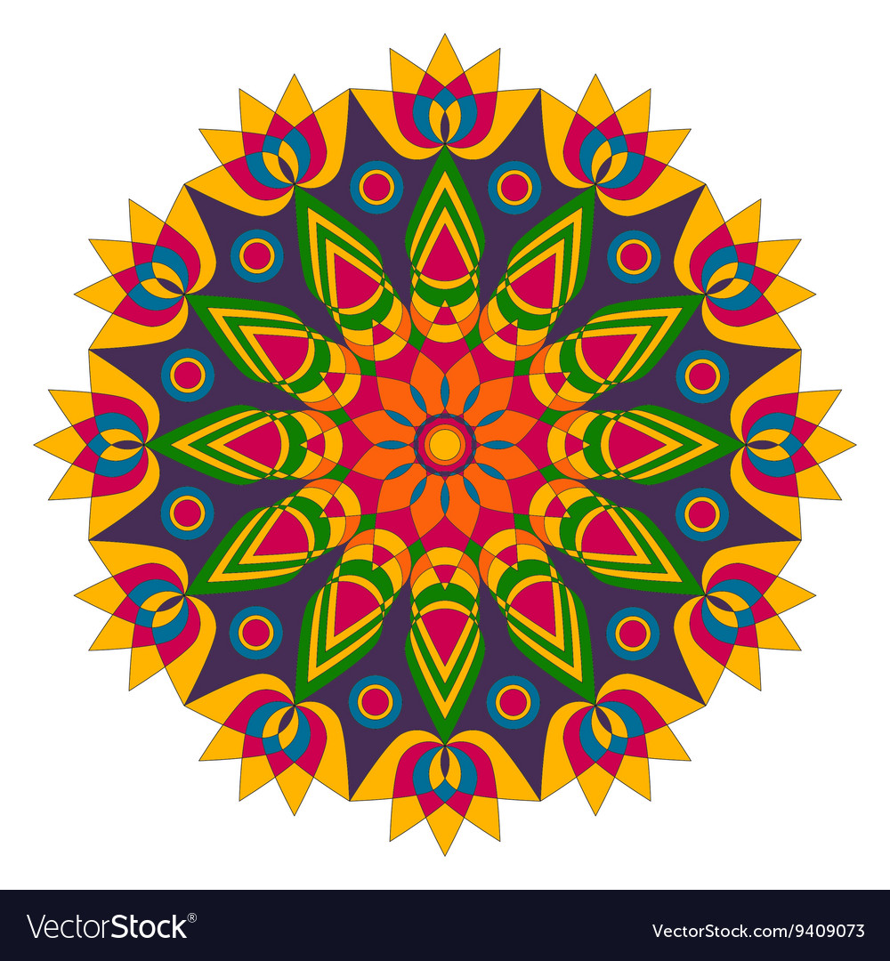 Adult coloring book mandala lotus flower colored vector image