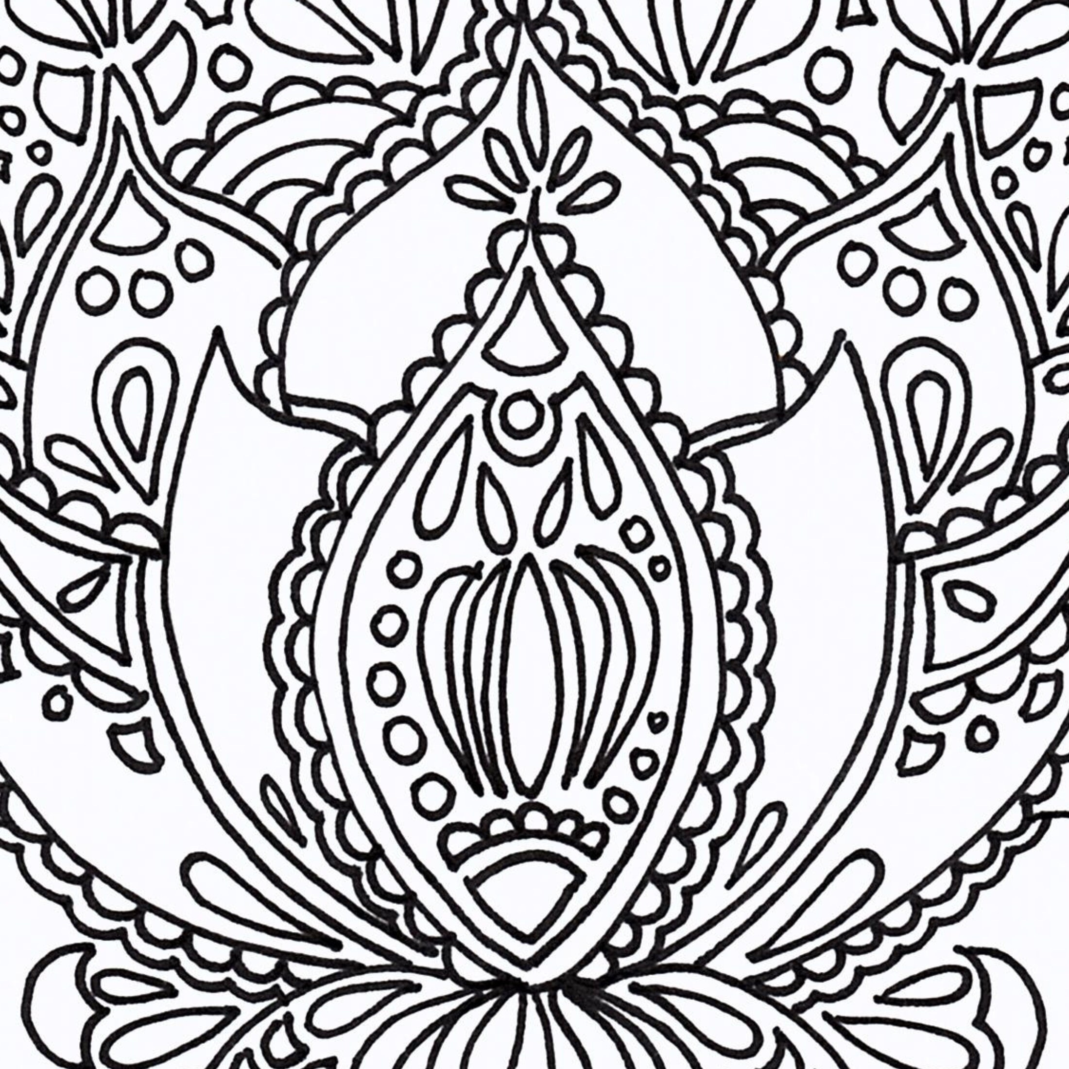 Lotus flower coloring page with abstract and zendala elements download and print adult coloring page