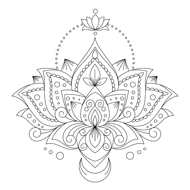 Free vector hand drawn mandala lotus flower drawing