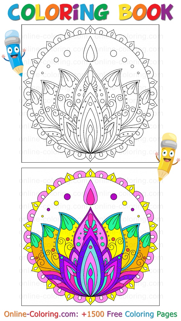 Lotus mandala free online coloring page
