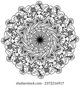 Mandala lotus flowers outline coloring page stock vector royalty free