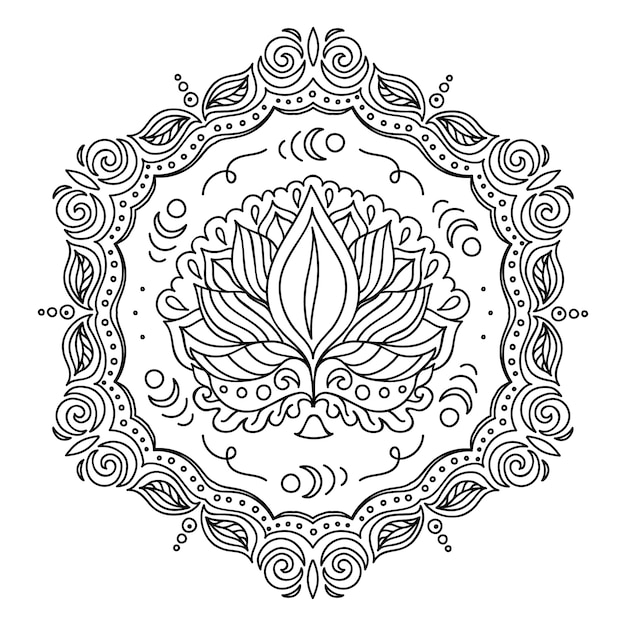 Free vector hand drawn mandala lotus flower drawing