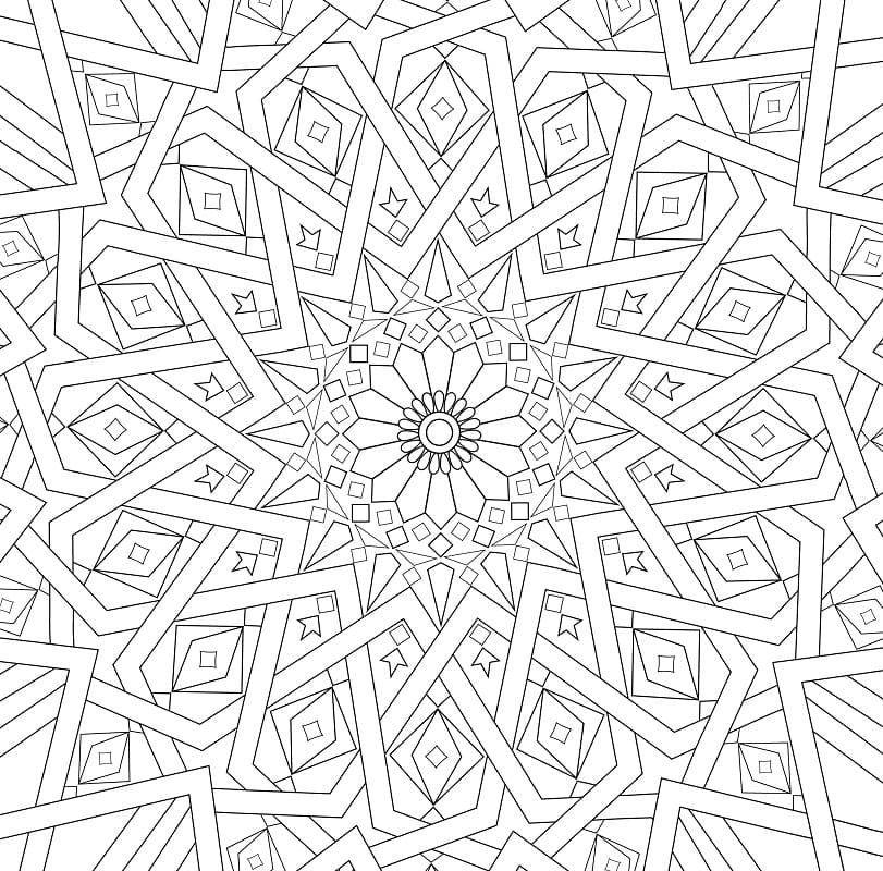 Traditional islamic mosaic coloring page